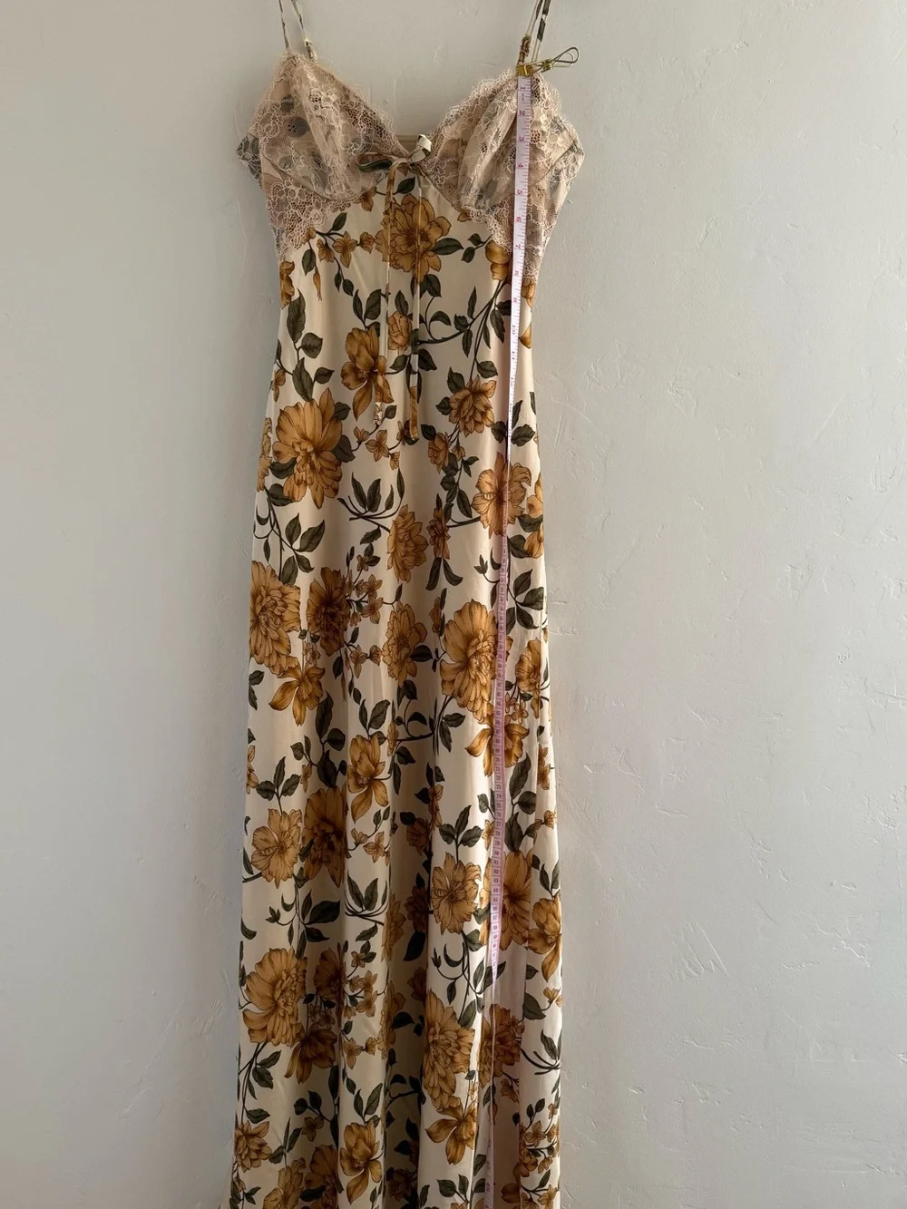 Jessica Simpson Satin Floral Maxi Dress S Lace Bust Tie Front Cami Slip Romantic